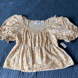 Old Navy Floral Smocked Blouse in Yellow and White